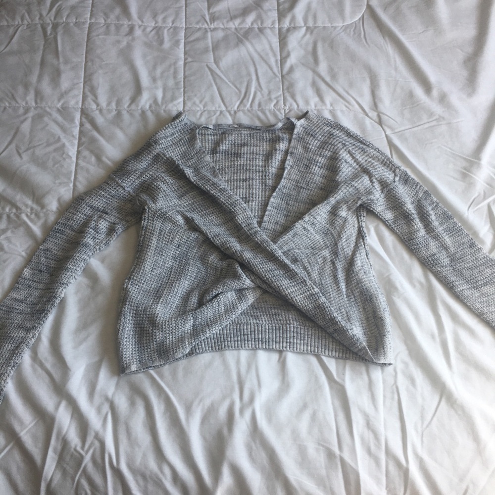 Grey twist back sweater